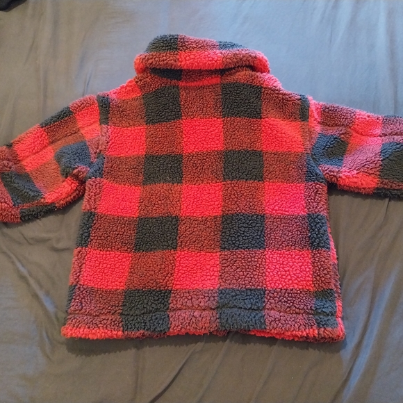 Women's Red and Black Sherpa Jacket - Picture 4 of 5